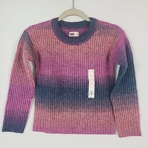 NEW So Cozy Crew Pink Blue Rainbow Sweater Youth Girls Size S (7) MSRP $30 - Picture 1 of 6