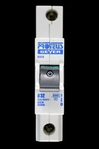 PROTEUS 32 AMP CURVE B 6kA MCB CIRCUIT BREAKER 632B GEYER BLACK CLIP - Picture 1 of 6