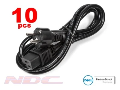 10 x NEW Dell 1.8m (6ft) EU 2-Pin High Power C19 Power Cable/Lead (Joblot) - Image 1 of 2