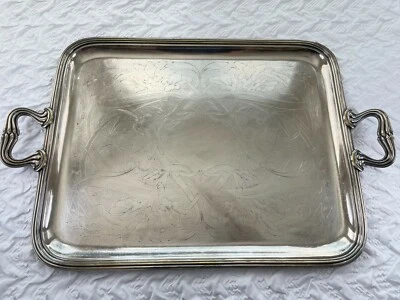 ANTIGUA BANDEJA DE SERVIR GRANDE PLACA DE PLATA CHRISTOFLE ART NOUVEAU MALMAISON 1935 Foto 1 de 4