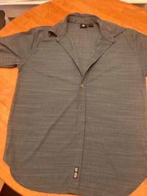 GUESS Shirt Mens Large L Blue Button Up Slim Fit Collared Y2K Semi Mesh Club - Image 1 of 4