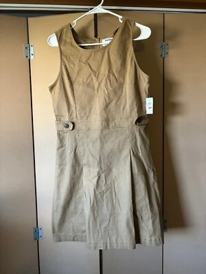 Antiguo Vestido Azul Marino Niñas XXL 16 Elastizado Sin Mangas Cremallera ALine Beige Suave Sensación Chino Foto 1 de 2