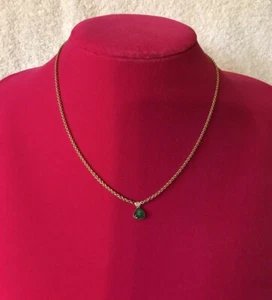 $1,800 .80CT NATURAL GREEN ZAMBIAN EMERALD & DIAMOND 2 STONE DANGLE NECKLACE - Picture 1 of 5