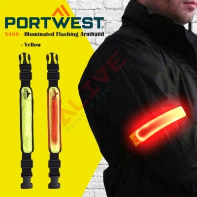 Portwest Illuminated Flashing Armband Safety Reflective LED Arm Band - HV05 - Image 1 of 4