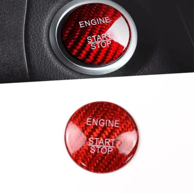 Cubierta de botón de parada de arranque del motor rojo fibra de carbono para Mercedes-Benz A B GLE GLC Foto 1 de 4