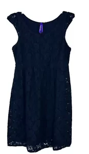 Seraphine maternity Women’s Cap Sleeve Navy Blue Lace Crochet Dress Sz 4 - Picture 1 of 6