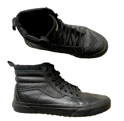 Sneakers alte Vans nere pelle uomo taglia 8 5 donna tg 10 ottime