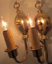 Pair of Antique Colonial Solid Brass Candle Wall Sconces Electrified / Restored