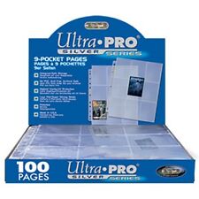 Ultra Pro 9 Pocket Pages 100 Pack Silver Series [NEW] Card Case 3 Ring Plastic