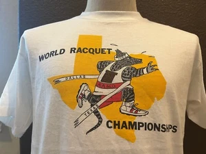 T-shirt bianca vintage anni 80 mondiali di racchetta Armadillo Dallas taglia M - Foto 1 di 3