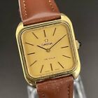 Omega Deville Watch Manual 23mm Men's Gold Dial Swiss Made Square Without Box