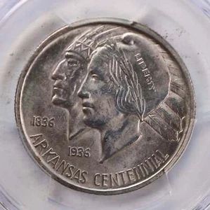 1936-S 50 Cent., Arkansas, Commemorative., PCGS MS-63., Store #GEC0030 - Picture 1 of 3