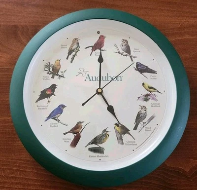 Reloj de Pared Vintage National Audubon Society Pájaro Canto Sonidos 13" Verde ¡FUNCIONA! Foto 1 de 2