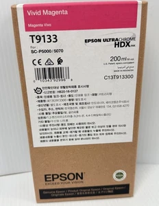 Genuine Epson Ultra Chrome HDX Ink Vivid Magenta T9133 200ml SC-P5000 Exp. 02/27 - Picture 1 of 2