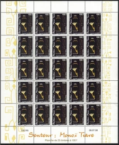 Fr. Polynesia Tiare Tahiti Gardenia Taitensis Flower Full Sheet 2008 MNH - Picture 1 of 1