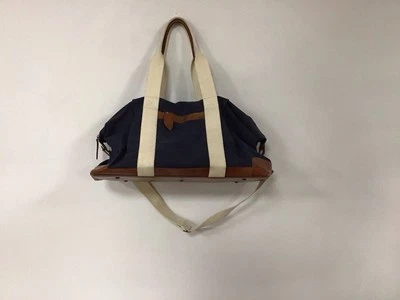 Mark And Graham Canvas And Leather Weekender Duffle Bag Blue With Monogram 💙 - Image 1 of 4