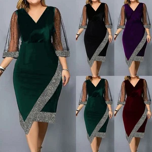 Plus Size 28 Womens Floral Mesh Midi Dress Evening Cocktail Party Prom Ball Gown - Picture 1 of 19