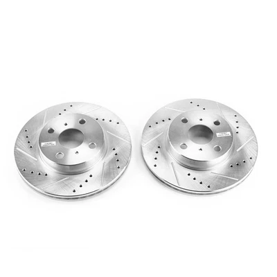 PowerStop Evolution Drilled Slotted Rotors Pair Front For Scion iQ - Image 1 of 3