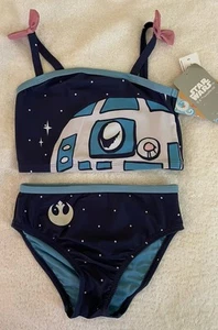 Star Wars R2-D2 2 Piece Girl Swimsuit-Size 5/6-Blue-New - Picture 1 of 6
