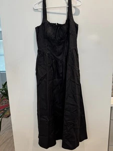 Reformation Women’s Balia Linen Dress Size 12 - Black $278 - Picture 1 of 13
