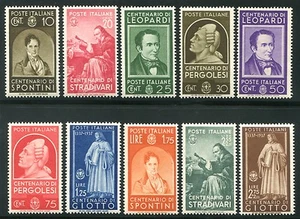 1937 Italia Regno Uomini illustri serie completa 10 valori spl ** MNH  - Picture 1 of 1