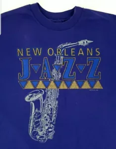 New Orleans Jazz Vintage T Shirt 1993 Purple XL Hanes Heavyweight VTG 90's Music - Picture 1 of 7