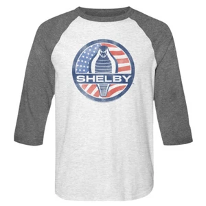 Carroll Shelby amerikanische Flagge rund Shelby Cobra Logo Herren Raglan T-Shirt - Bild 1 von 5