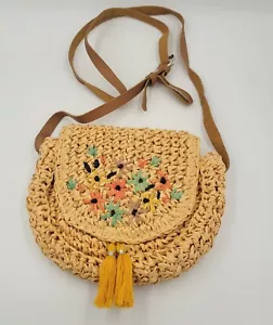 Zara Schultertasche Bast Blumendetails dyc5 - Bild 1 von 5