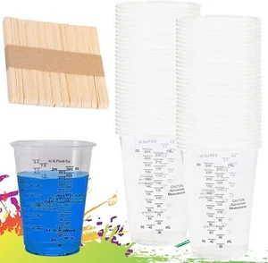50 Pack Disposable Plastic Measuring Cups for Baking Cooking Epoxy Resin Mixing - Picture 1 of 15