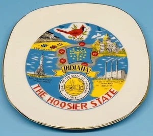 Vintage Indiana The Hoosier State Souvenir Trinket Dish Made in Japan - Picture 1 of 9