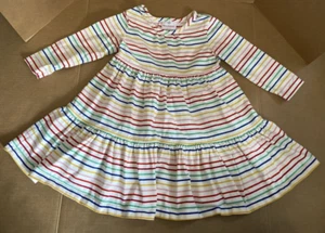Little Girl's Hanna Andersson Dress Size 90 US 3 Rainbow Colored Stripes *used* - Picture 1 of 8