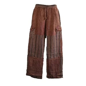 Mens Brown Hippie Pants Cargo Cotton Stonewash Boho Unisex Summer Fun Bohemian - Bild 1 von 2