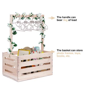 Wooden Baby Shower Basket Boy & Girl Baby Shower Gift Basket with Handle - Picture 1 of 10