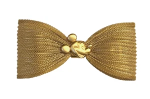 rare Disney Gold Mickey Mesh Hair Bow Clip barrette - Picture 1 of 5