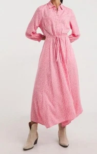 JD WILLIAMS LADIES PINK TIE WAISTED MIDI SHIRT DRESS NEW (ref 449)