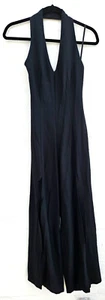 Vintage 90s XOXO Womens Jumpsuit Juniors 5 Black Halter Wide Split Leg Backless - Picture 1 of 12