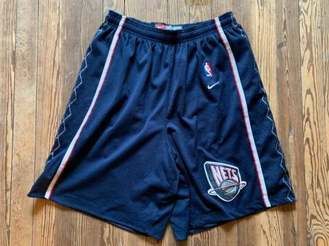 Men's Large L New Jersey Nets Nike Swingman Navy Blue Game Shorts Cover