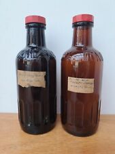 Vintage Amber Glass Domestos Disinfectant Bottles With Lids Kitchen Display 