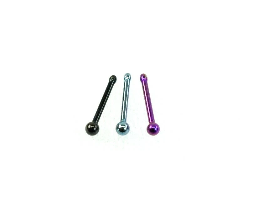 Pasador de nariz de titanio 18 g hueso negro azul púrpura Foto 1 de 1