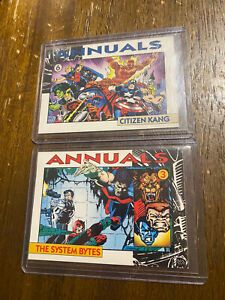 1992 Marvel Annuals Citizen Kang Card Thor Captain America System Bytes Avengers