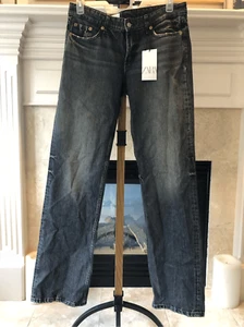 Zara Women’s Black Gray Jean Pants Size 8 NWT - Picture 1 of 9