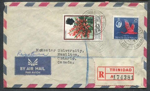 TRINIDAD & TOBAGO AIR MAIL COVER TO CANADA, A.M.F. CANCEL "MONTREAL A.M.F. NO48" Cover