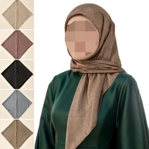 Glänzender Schal Hijabs Uni Damen Muslim Hijab Halstuch Islam Turban Stirnband 68*62cm - Bild 1 von 19