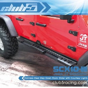 Anodized Aluminum Rock Slider with Courtesy Lights for SCX10 III JT Gladiator - Picture 1 of 11