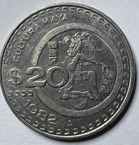1980-84 20 PESOS MEXICANO CULTURA MAYA COIN - Picture 1 of 2