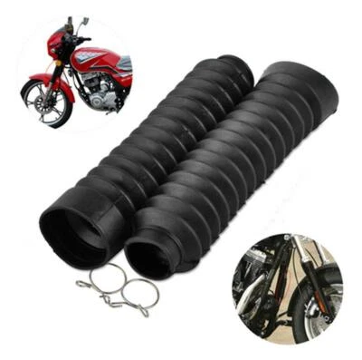 2PCS 205MM Rubber Motorcycle Front Fork Gaiters Shield Boots Protector Cover Foto 1 de 4