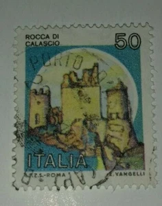 BRIEFMARKE 50 LIRE ITALIEN 1980 CASTELLO DI CALASCIO - STAMP - Bild 1 von 1