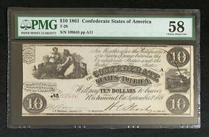 NQC T-28 $10 1861 PF-10 cr. 236B (GRADO SCARSO) - Foto 1 di 2