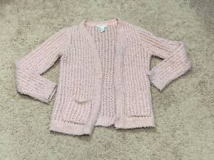 Forever 21 Girls Cardigan Sweater Size 7/8 Pink Sparkle Soft Girls Top