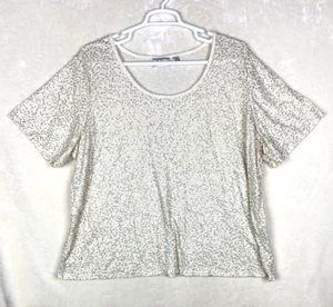 Avenue Bluse Damen Plus30/32 weiß gold Kurzarm leicht Freizeit - Bild 1 von 14